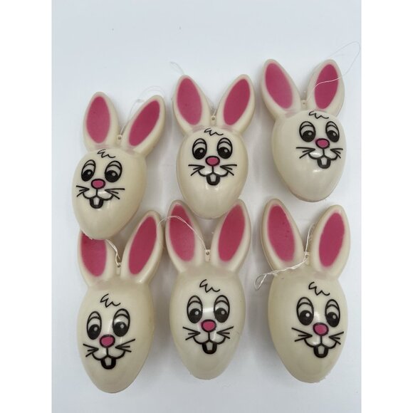Vintage Easter Bunny Rabbit ornaments Plastic Ornament set of 6 4" READ - Picture 1 of 12